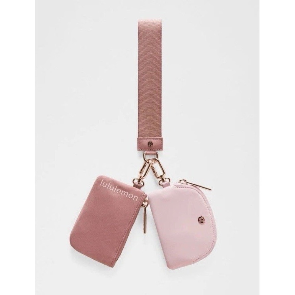 LULULEMON DUAL POUCH  WRISTLET ~ Spiced Chai/Pink Haze/Rose Gold ~ NWT